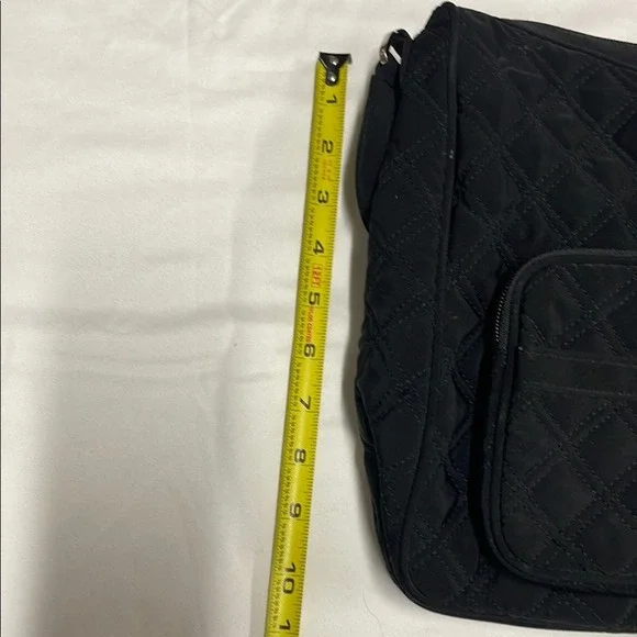 Vera Bradley Black Quilted Microfiber Shoulder Bag Hobo‎ Purse Two Front Pockets - Picture 5 of 7
